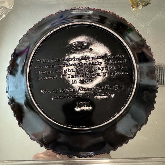 Fenton Carnival glass No. 12 In The American Craftsman Series 1981 Plate - Picture 4 of 5